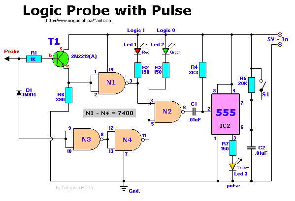 555 Logic Probe 
with Pulse